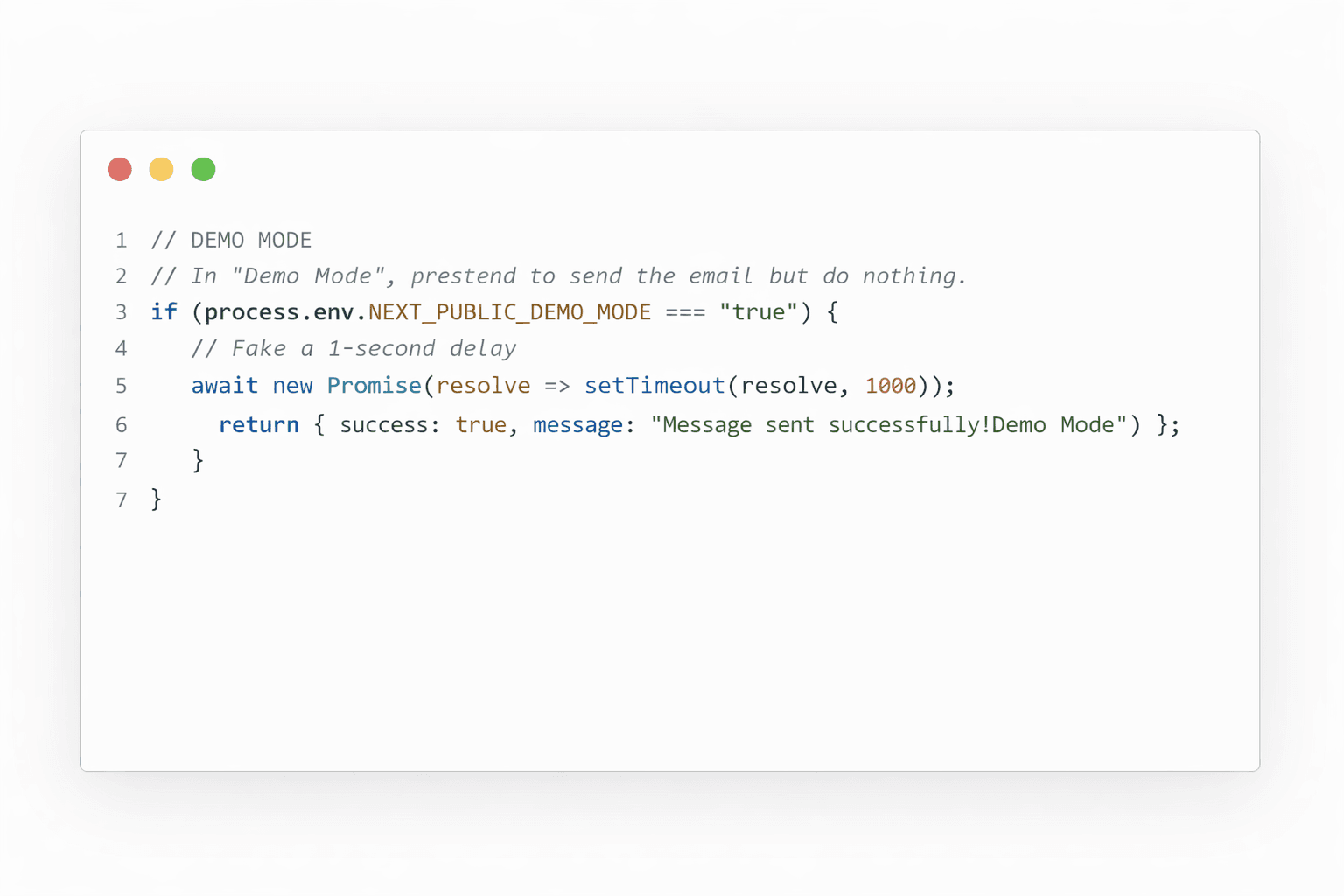 Contact form code example